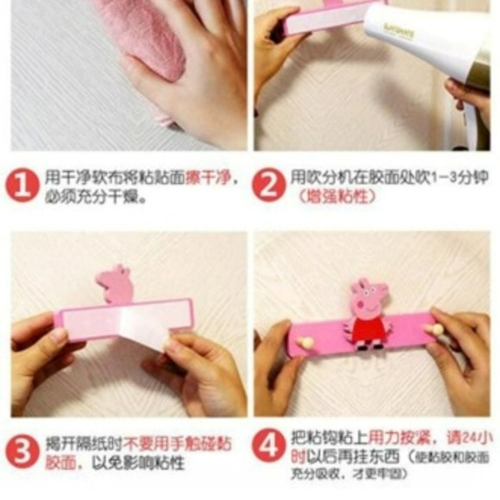 Sanrio Hello Kitty Adhesive Wall 3 Hooks Kitty Pink - Picture 4 of 4
